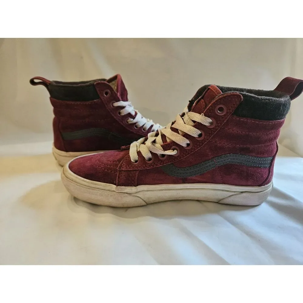 Vans Off The Wall Sk8-Hi Mte-1 Burgundy Suede‎ Skateboarding Shoes Mens 4 W 5.5